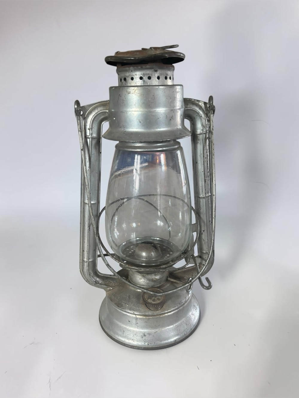 Vintage Czechoslovakia Kerosene Hurricane Lantern Glass Globe Camping Lamp